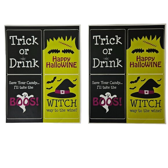 Halloween Beverage Bar Kit Labels Trick Or Drink Wine Bottle & Water Bottle - Picture 4 of 6